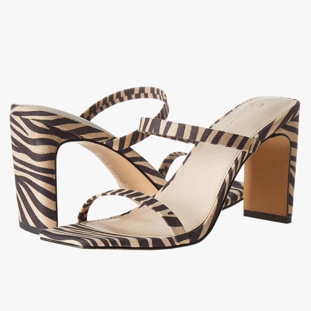 The Drop Avery Zebra Print Square Toe Block Heel Mules Women's Size 6